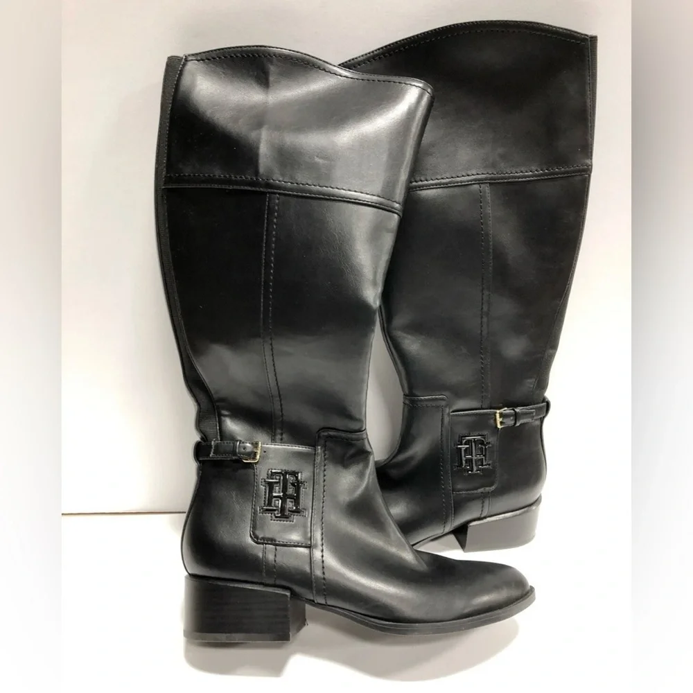Tommy Hilfiger Women's Mani Wide Calf Boots Black Size 7.5 M